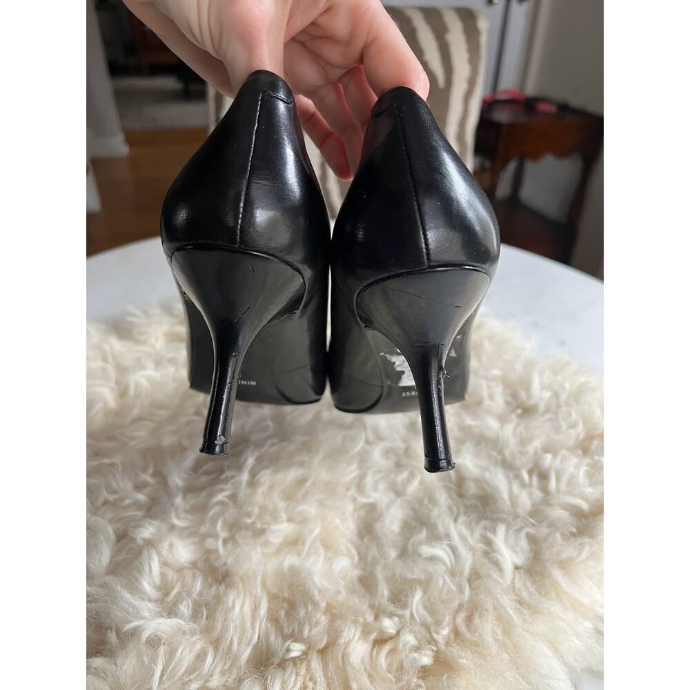 Nine West Pointed Black Leather Heels - Picture 3 of 9